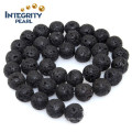 Wholesale High Quality DIY Bracelet Loose Beads Size 4 6 8 10 12 14mm Natural Black Lava Stone